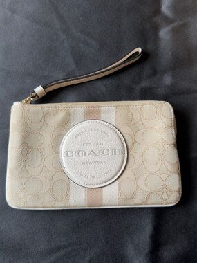 Coach Beige and Cream Signature Wristlet